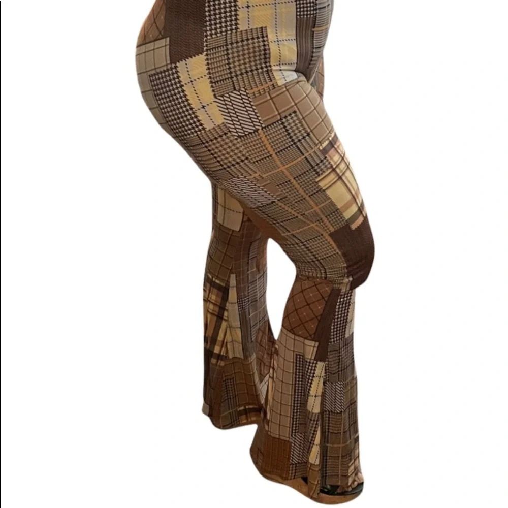 Brown Patchwork Pants - Picture 3 of 4